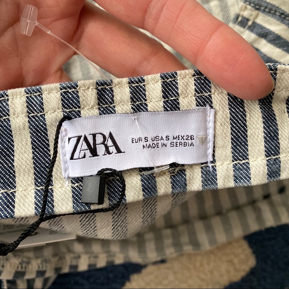 💙 ZARA BLUE IVORY STRIPE DENIM CROP TOP! - Picture 12 of 13